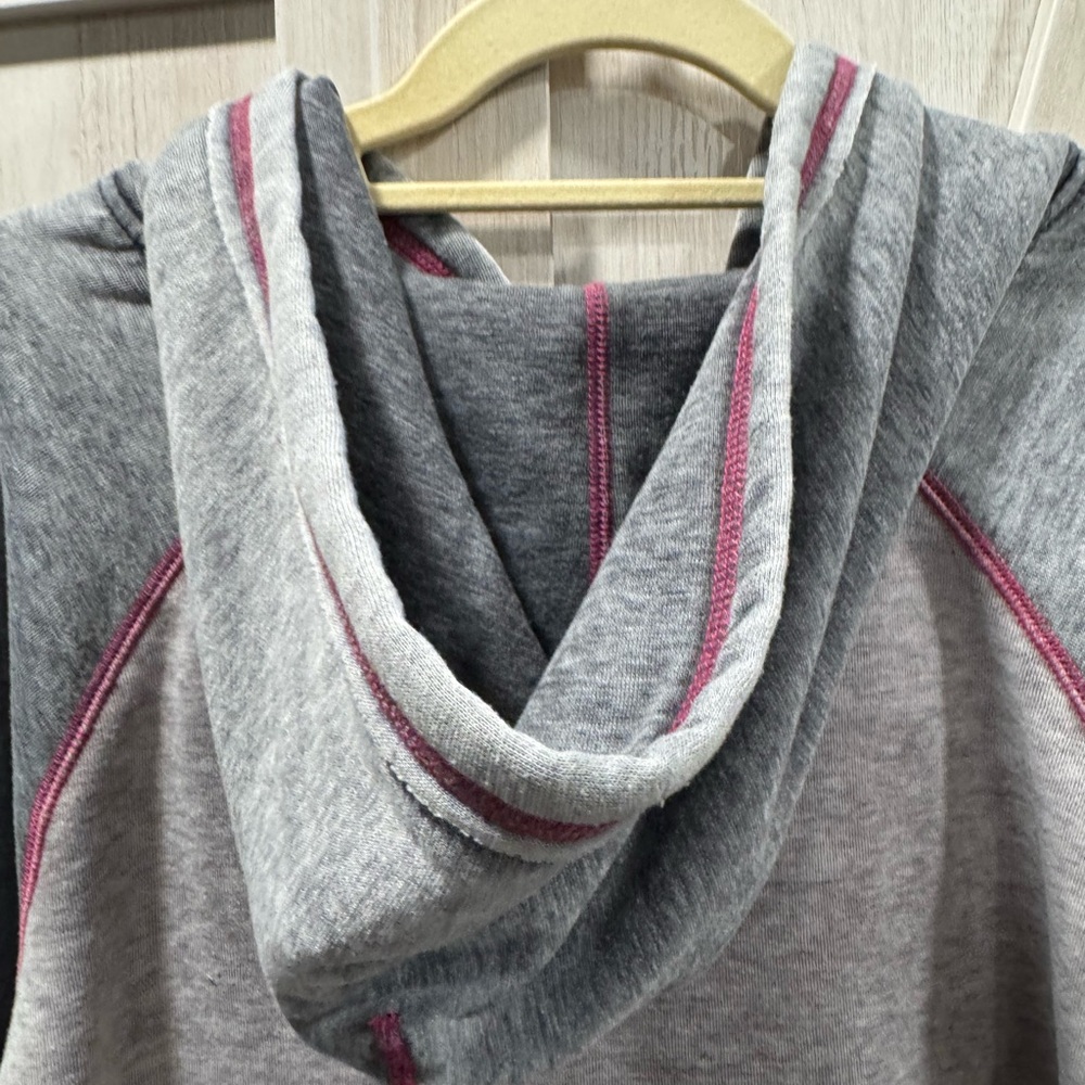 Gray and Pink Hooded Sweatshirt with Cross Design by Cowgirl Hardware. - Picture 4 of 7